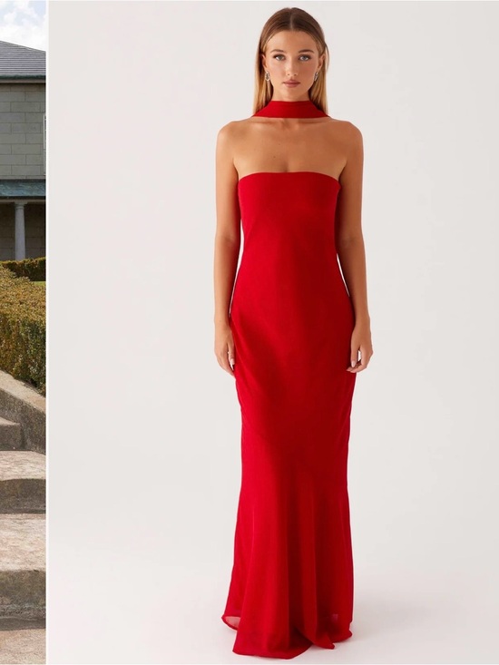 Peppermayo Dresses & Skirts - Peppermayo Red Strapless Choker Gown